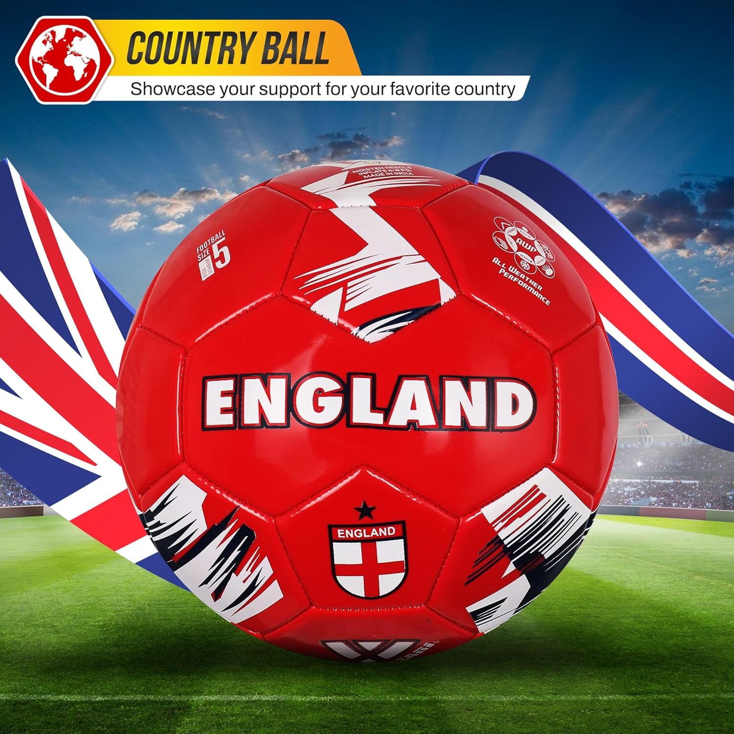 (3 pack) Vizari National Team Soccer Ball | Durable Faux Leather | Sizes 3, 4, & 5 | Ideal for Youth & Adults