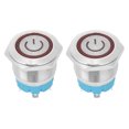 thumbnail image 1 of 2Pcs 22mm Metal Push Button Switch Flat Head Momentary 4 Pin with Power Light Sign IP65 12-24VDCRed, 1 of 5