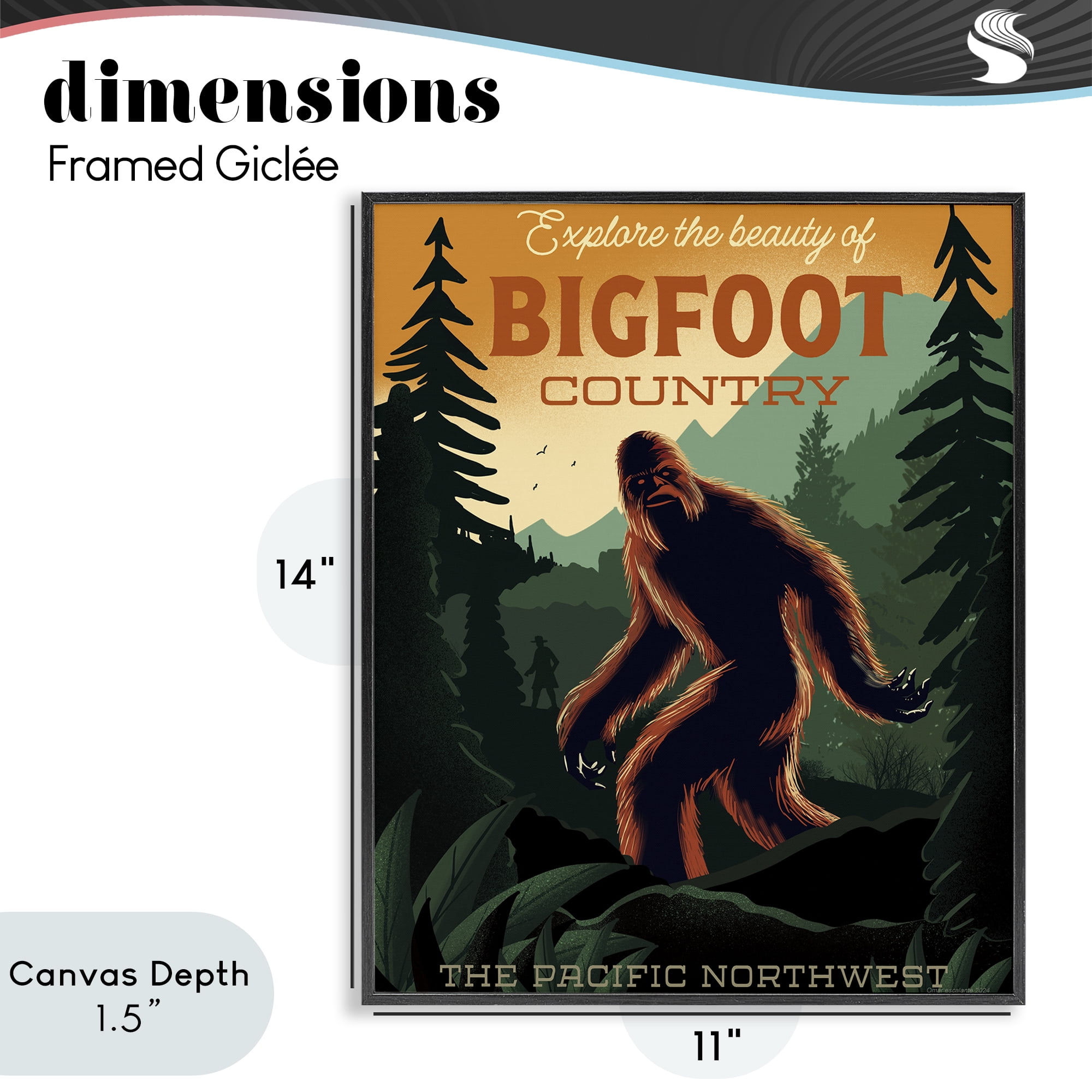 Stupell Industries Cryptid Tourism Wildlife Black Framed Giclee Art, design by Omar Escalante