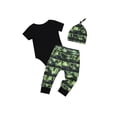thumbnail image 3 of Qiylii Boy's Outfits, Short Sleeve Bodysuit+Camouflage Long Pants+Hat, 3 of 6