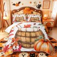 thumbnail image 2 of Manfei Classic Halloween Pumpkin Lantern Quilt King,Skull Print King Coverlet Set,3-Piece,1 Bedspread and 2 Pillowcases, 2 of 7