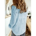 thumbnail image 2 of Chase Secret Womens Tops V Neck Roll Up Long Sleeve Button Down Blouses Linen Casual Shirts Sky Blue, 2 of 4
