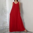 thumbnail image 2 of Laipiong Women's Summer Maxi Dresses Casual Sleeveless Solid Color Cami Dress with Side Pockets Loose Fit Flowy Stretchy Comfy Loose Sundress, 2 of 6