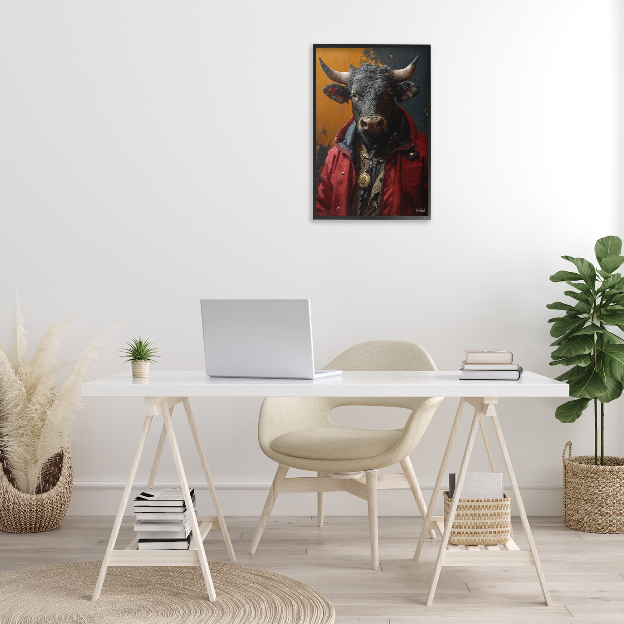 Stupell Industries Street Style Cattle Novelty Painting Black Framed Art Print Wall Art, 16 x 24