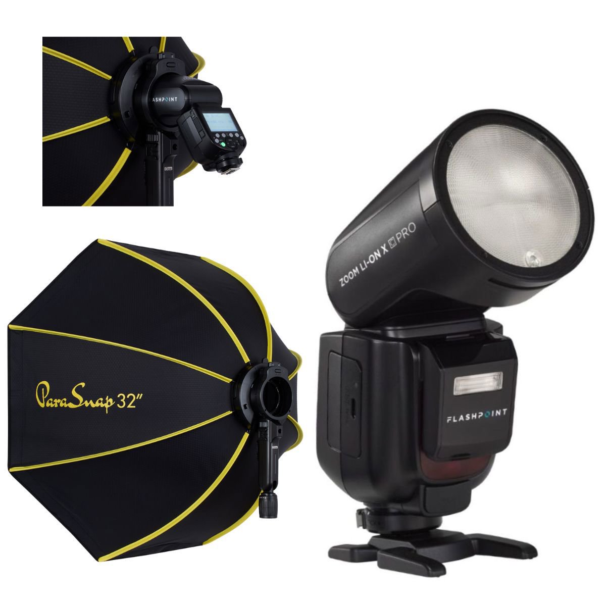 Flashpoint Zoom Li-on X PRO R2 TTL On-Camera Round Flash Speedlight For Sony (Godox V1 Pro) with Glow PS-B32K ParaSnap Octagonal Softbox (32")
