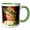 Green/White, variant on 3drose, Clapsaddle – Girl Wearing Holly Wreath, 11oz Two-tone Yellow Mug
