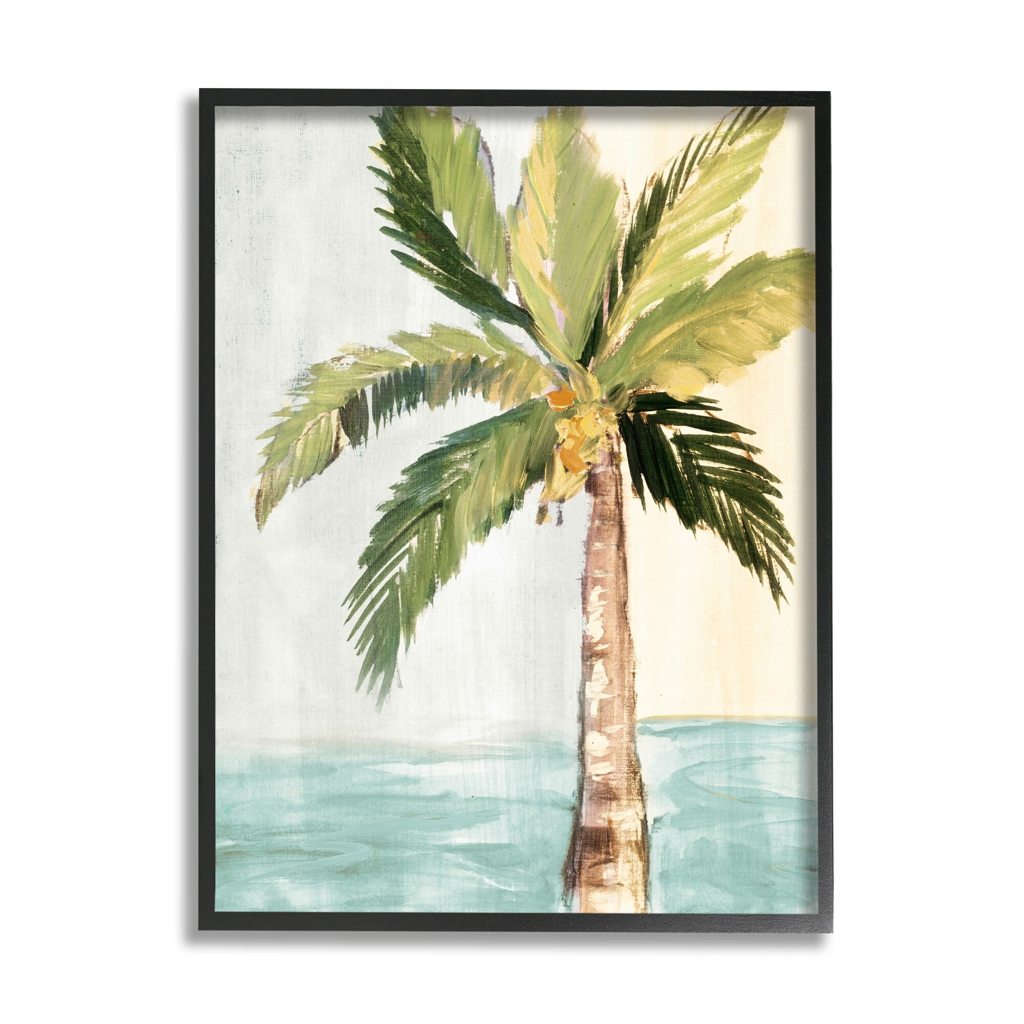 Stupell Industries Palm Tree Leaves Tropical Summer Breeze Beach Framed Wall Art, 24 x 30, Design by Robin Maria
