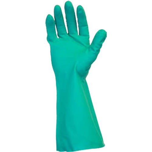 Safety Zone Green Flock Lined Nitrile Gloves - Chemical Protection - X-Large Size - Green - Raised Diamond Grip, Flock-lined - For Dishwashing, Cleaning, Meat Processing - 15 mil Thickness - 13 Safety Zone Green Flock Lined Nitrile Gloves - Chemical Protection - X-Large Size - Green - Raised Diamond Grip, Flock-lined - For Dishwashing, Cleaning, Meat Processing - 15 mil Thickness - 13