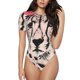 thumbnail image 1 of Balery Pink Cheetah Art Body de cuello redondo de manga corta para mujer Tops de manga corta Tops básicos-Small, 1 of 7