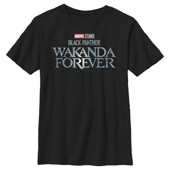 Boy's Black Panther: Wakanda Forever Metallic Movie Logo  Graphic Tee Black X Large