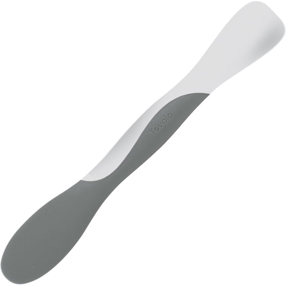 Tovolo Mini Scoop and Spread Tool for Kitchen Meal Prep White and Charcoal Gray, Small Sandwich Spreader Spatula for Peanut Butter Jelly, Silicone BPA Free Dishwasher Safe Scooper Spreader