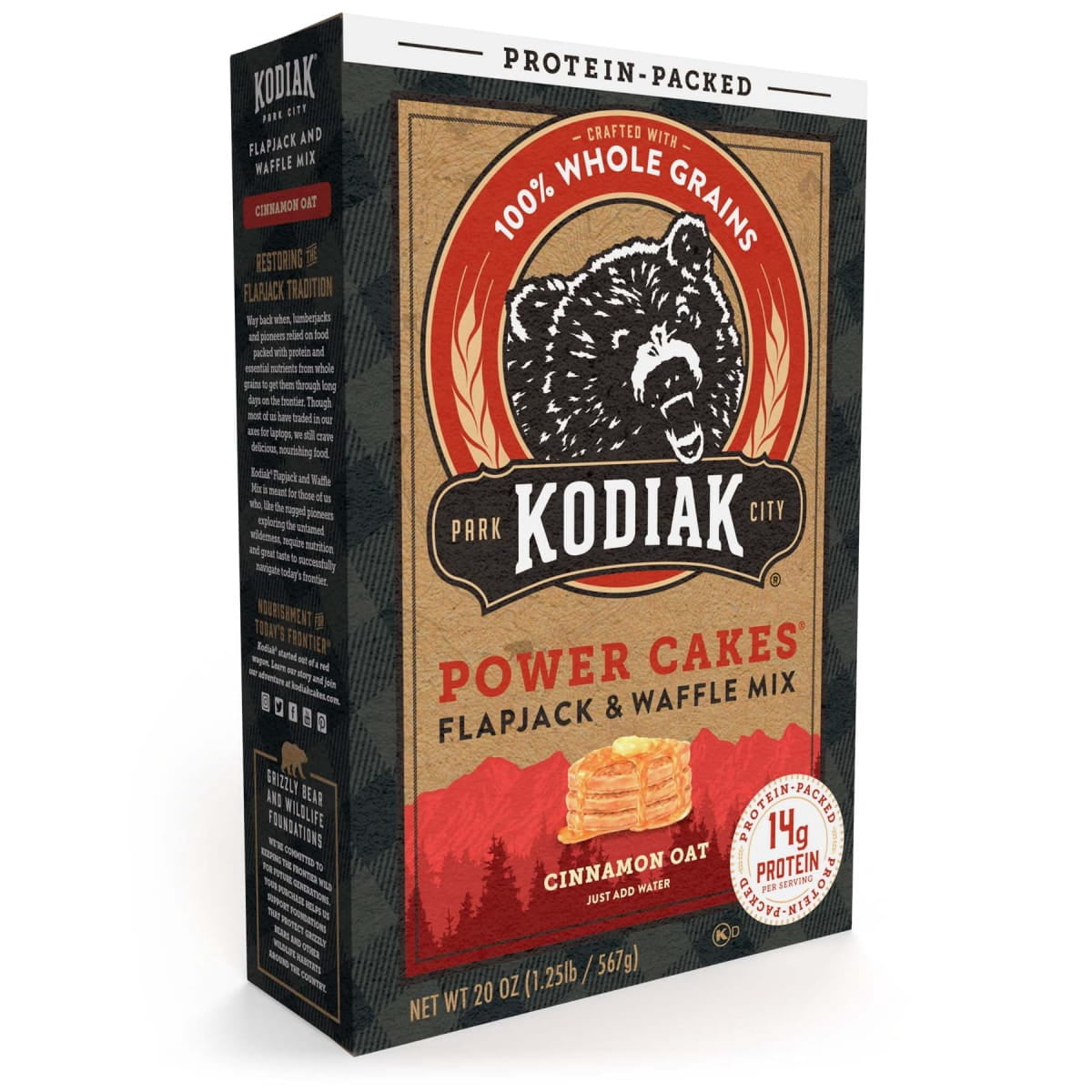 Kodiak Protein-Packed Power Cakes Cinnamon Oat Pancake and Waffle Mix, 20 oz Box