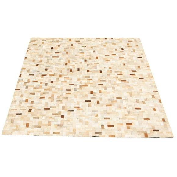 ECARPETGALLERY Tapis Fait à la Main pour Salon, Salle à Manger et Chambre à Coucher Contemporain Collection Patchwork en cuir 5'5" x 7'8" en Ivoire