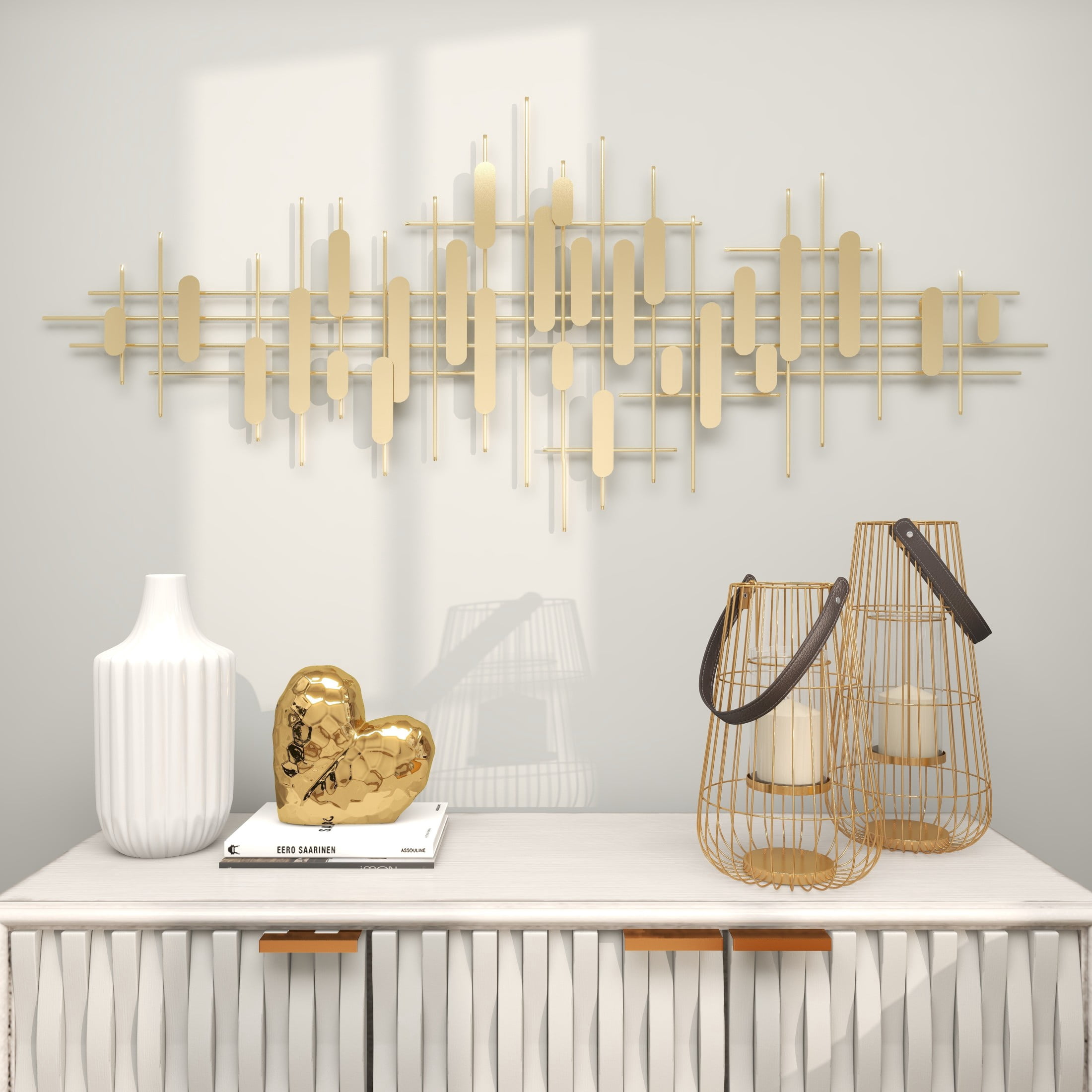 CosmoLiving by Cosmopolitan Gold Metal Geometric Layered Geometric Wall Decor