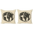 thumbnail image 1 of Hello World Throw Pillow Cushion Cover Pack of 2, Layout of Various Languages on World Map Hello Halo Bon Jour Selam, Zippered Double-Side Digital Print, 4 Sizes, Charcoal Grey and Beige, by Ambesonne, 1 of 2