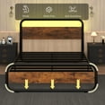 thumbnail image 5 of 4 Ever Winner Rustic Industrial Twin Size Metal Platform Bed Frame with LED Headboard, Brown, 5 of 7