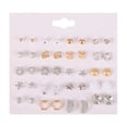 thumbnail image 3 of 20pairs/set Heart Geometric Stud Earrings Set Rhinestones Women Jewelry Gift, 3 of 7