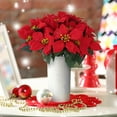 thumbnail image 3 of Dalrosia 5PCS Artificial Poinsettia Bouquet 5 Heads Poinsettia Bush Christmas Flowers for Porch Home Garden Indoor Outdoor Xmas Decorations, 3 of 6