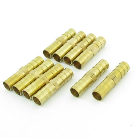 Gold Plated Brass Connector - Unique Bargains 10 Pcs Gold Tone Brass 10mm Dia Tubing Fitting Straight Hose Connectors