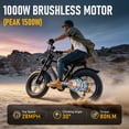 thumbnail image 3 of AMYET G60 Electric Bike for Adults, 1000W Peak 1500W, 48V 20Ah, 20"x4" Fat Tire E Mountain Bike, UL2849, 3 of 12