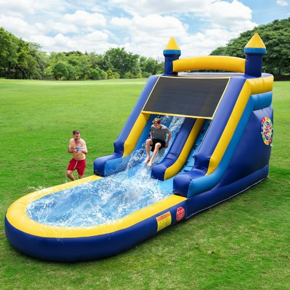 Inflatable Water Slide Commercial Grade: 21FT(L) Water Bounce House for Adults & Teenagers - Big Pool, Premium PVC, Castle Style, Wet & Dry, 950W Blower - for Backyard Outdoor Birthday Party