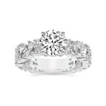 IGI Certified 2 Carat Round Shape Lab Grown Diamond Engagement Ring | 14K White Gold | Skylar Side Stone Encrusted Diamond Ring | FG-VS Quality Friendly Diamonds