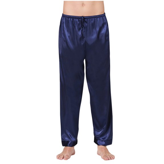 Mens Silk Satin Sleep Bottoms Pajamas Pants Sleep Long Loose Homewear Pant,Nightwear Sleepwear Trousers
