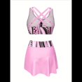 thumbnail image 4 of Conjunto de Bikini de Cintura Alta para Mujer, Falda con Control de Abdomen, Traje de Baño de Dos Piezas con Estampado de Control de Abdomen Rosa M, 4 of 6