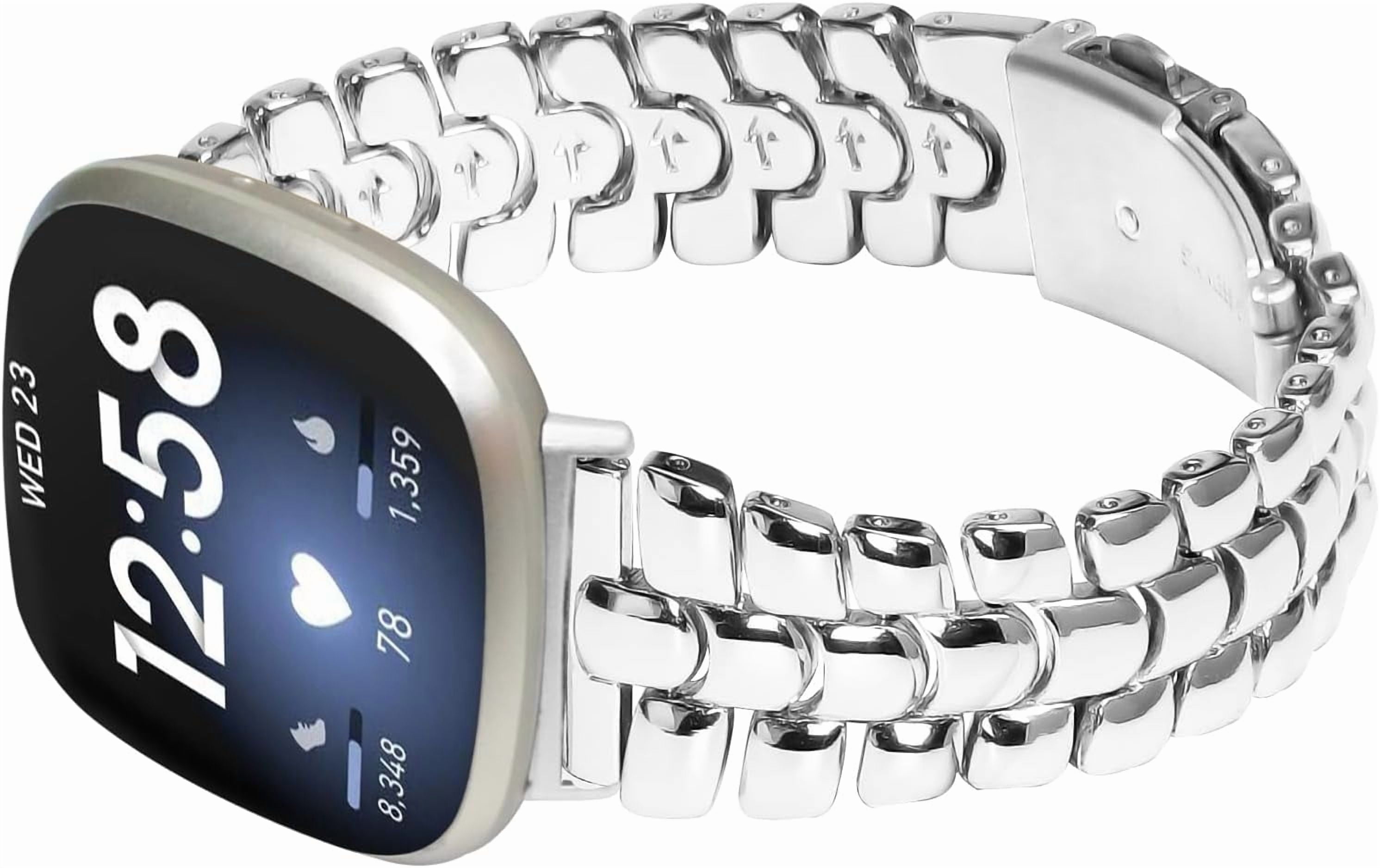REQO Metal Bands Compatible with Fitbit Versa 4/Versa 3/Sense 2/Sense, Women Replacement Wristband