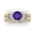 thumbnail image 2 of Clara Pucci 18K Yellow/White Gold 2.94 Natural Amethyst Engraveable Engagement Ring + Wedding Band Set, 2 of 7