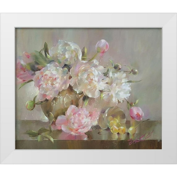 Zareckaya, Tatiana 17x15 White Modern Wood Framed Museum Art Print Titled - Peonnies