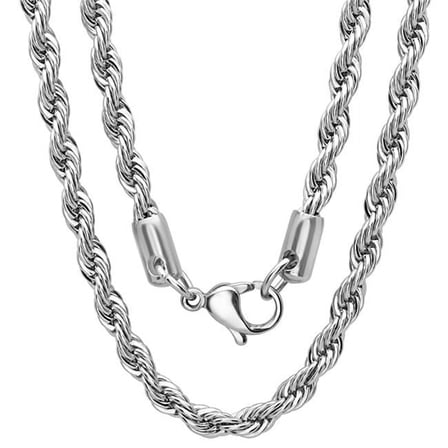 Unisex Stainless Steel Rope Chain, 30 In.