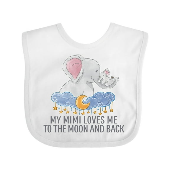 Inktastic My Mimi Loves Me to the Moon and Back Elephants in Clouds Boys or Girls Baby Bib