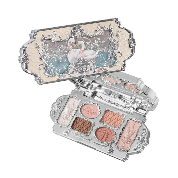 Paleta de maquillaje Flower Knows Swan Ballet de 6 colores con espejo