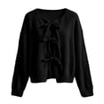thumbnail image 4 of KICILVS Bow Tie Front Cardigan Women Long Sleeve Soft Knit Cropped Fit Sweater Elastic Cuffs Winter Bolero Top, 4 of 7