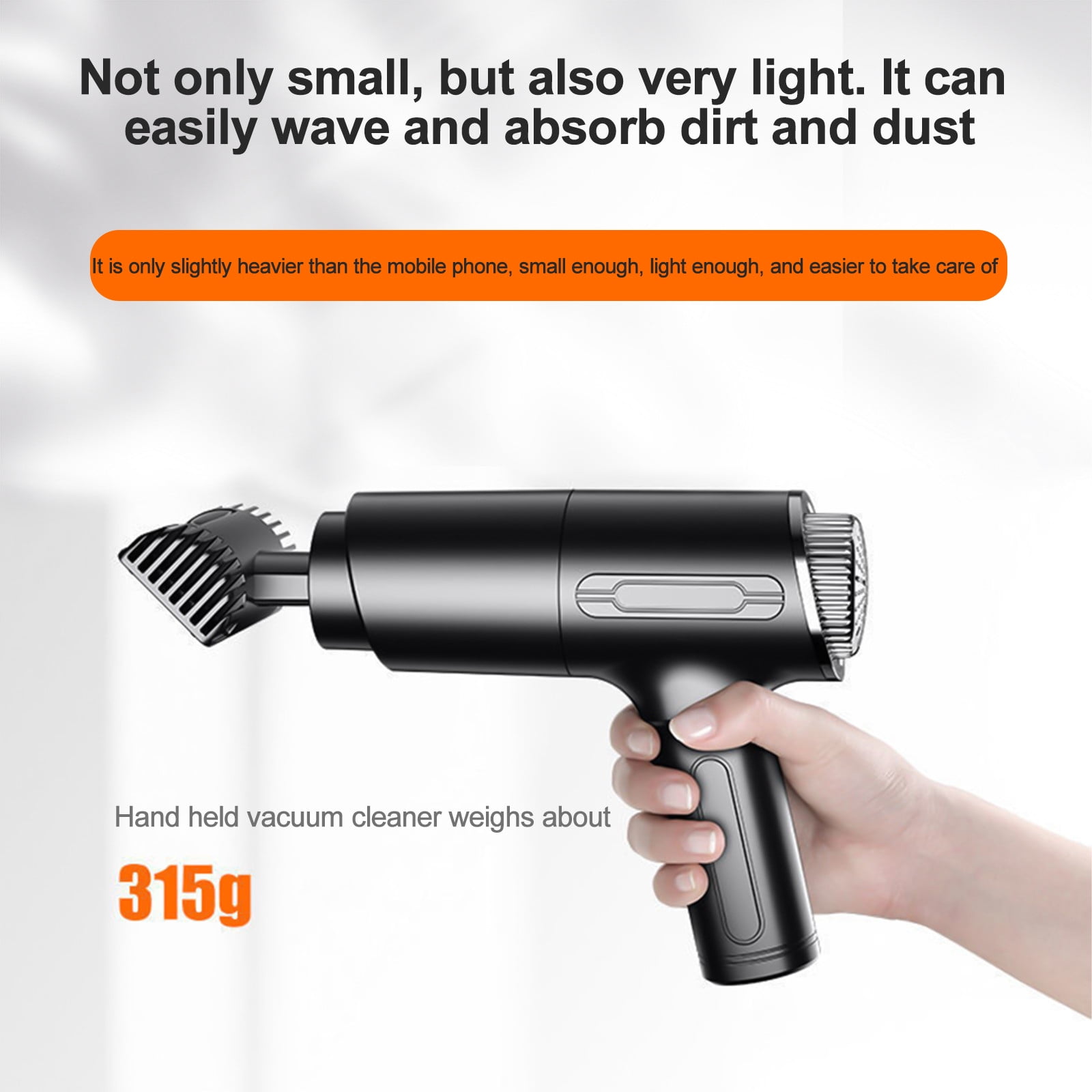 Handheld Car Vacuum Cleaner Wireless,120W Powerful Suction Wet and Dry Portable Vacuum with USB Charging,Three Brush Heads for Pet Hair Dirt Debris,Easy Cleaning for Cars Home and Stairs-One Size