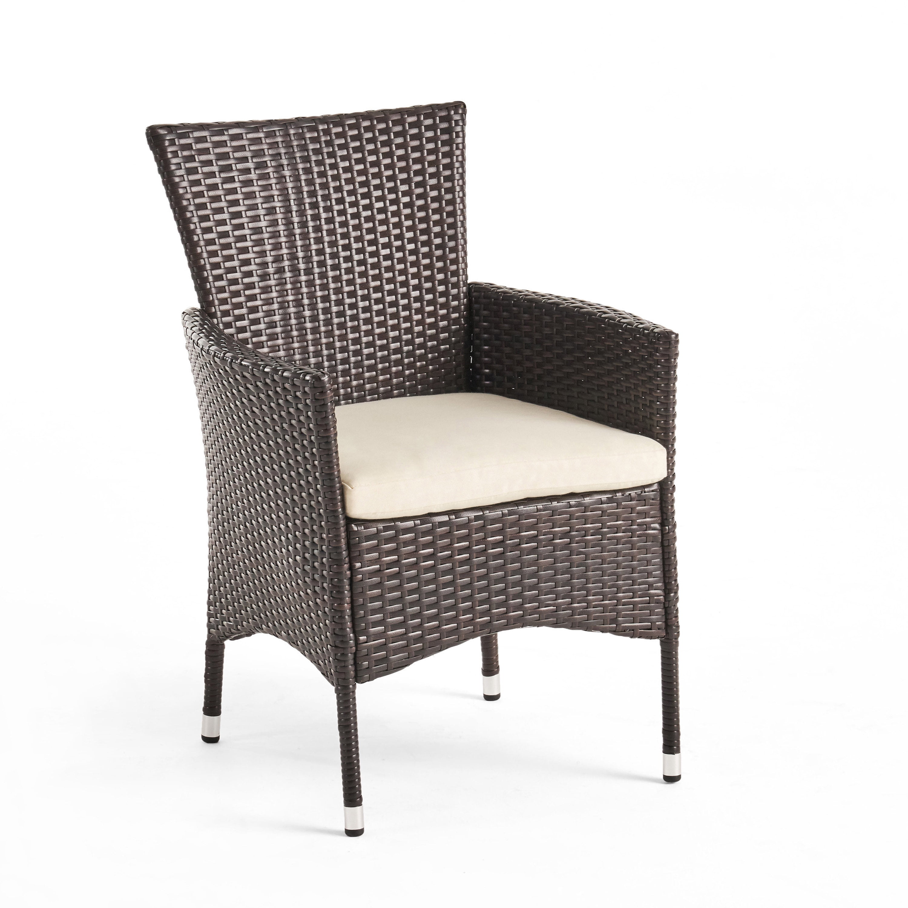 Dining Chairs Set of 2, Outdoor Clementine PE Wicker Patio Dining Chairs for Patio Garden, Multibrown