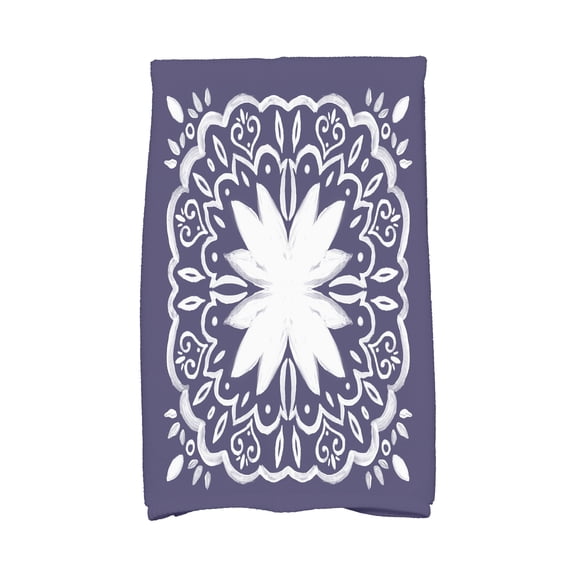 Simply Daisy, 16 x 25 Inch, Cuban Tile 1, Geometric Print Kitchen Towel, Navy Blue