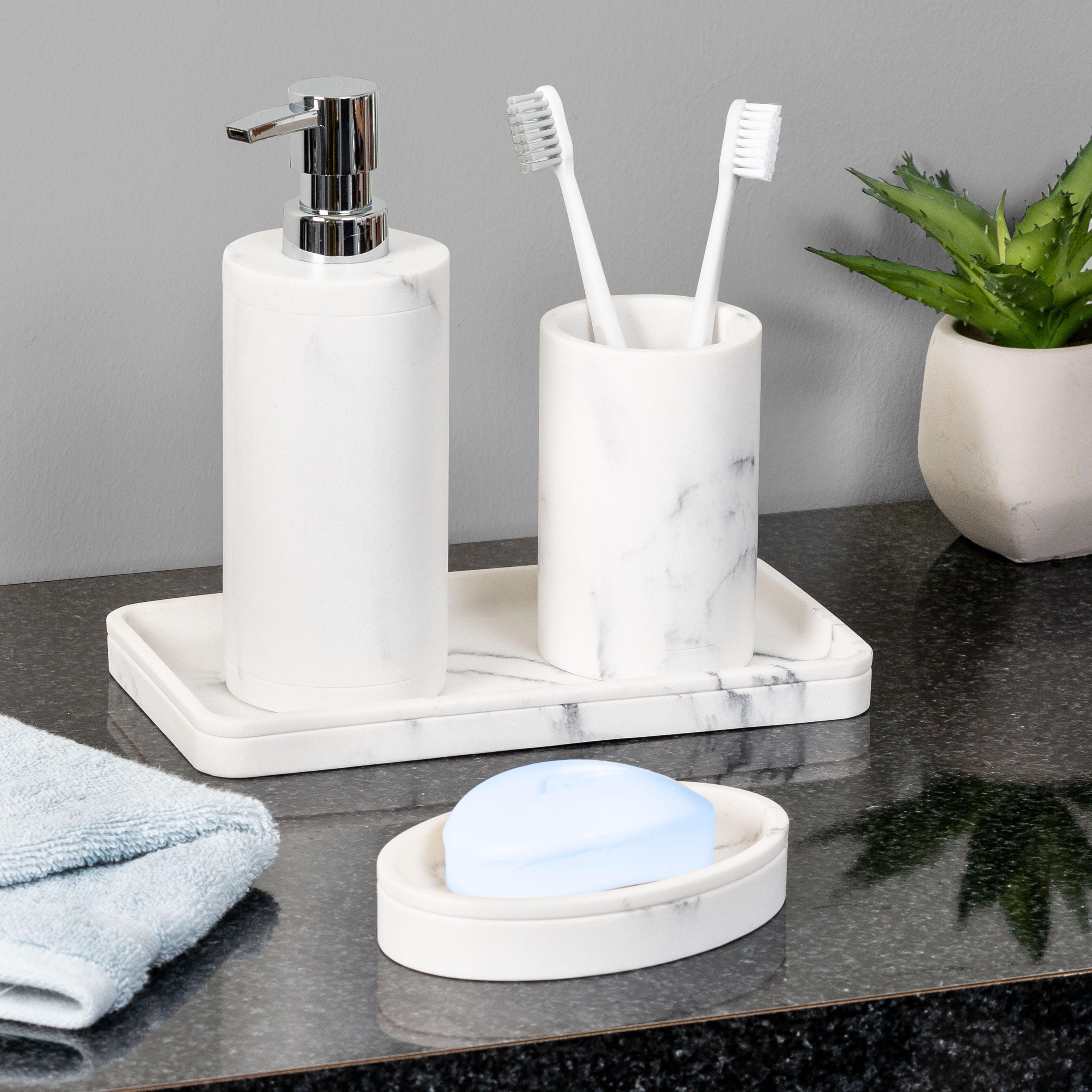 Marble Bathroom Accessories Set, Modern White Bathroom Accessories Set