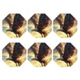 thumbnail image 2 of Pofeuu Golden Sky Bald Eagle Print Leather Coasters Set of 6, Round Cups Mugs Mat Pad for Home Kitchen Heat Resistant Drink Coasters,Octagon, 2 of 7
