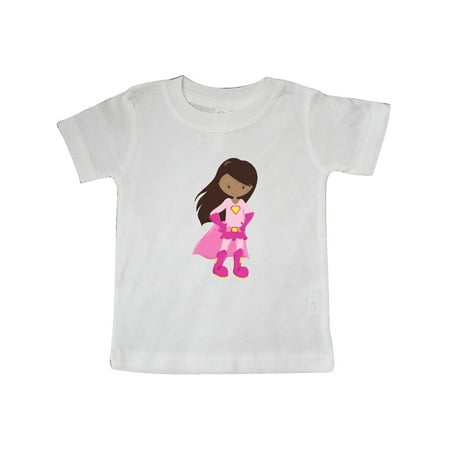 

Inktastic African American Girl Pink Cape Superhero Girl Gift Baby Girl T-Shirt