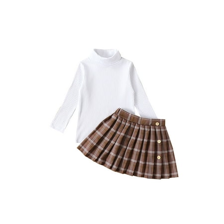 

Wassery Baby Girls Long Sleeve Sweater Turtleneck Knit Sweatshirt Tops Mini Skirt