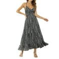 thumbnail image 4 of Musuos Women Leopard Printed Slip Dress, Sleeveless Backless Deep V-neck A-line Long Dress, 4 of 10