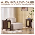 thumbnail image 4 of Rattan Nightstand Set of 2 with Charging Station, Farmhouse Bedside Tables Night Stands with Cabinet, Walnut Side Tables for Bedroom, Living Room, 4 of 10