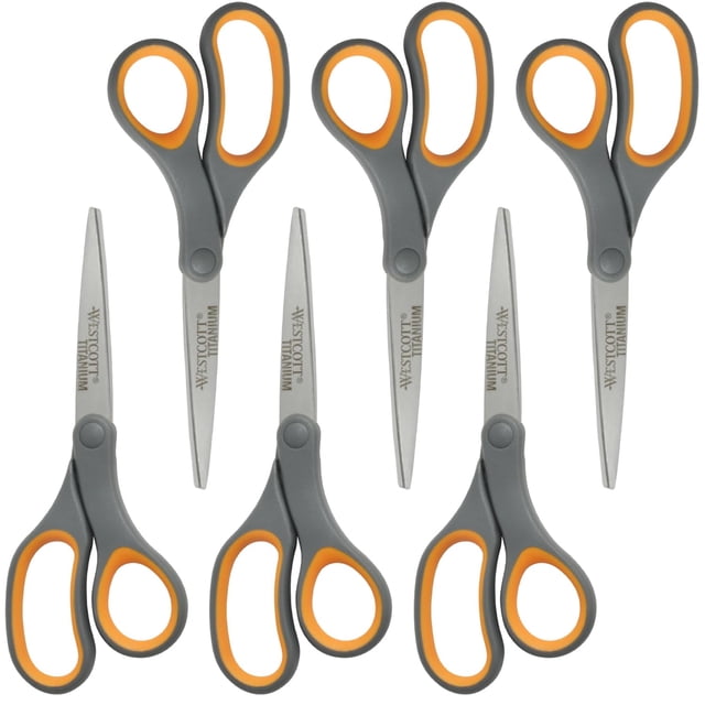 Tijeras Westcott selladas con titanio de 20,32 cm con mango suave, paquete de 6