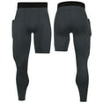 thumbnail image 5 of Xmarks Men's Single Leg Tight Sports Pants  1/2 One Leg Compression Tights Full Length for Basketball Comfy Single Leg Solid Color Long Pants Sports Base Layer Leggings, 5 of 7