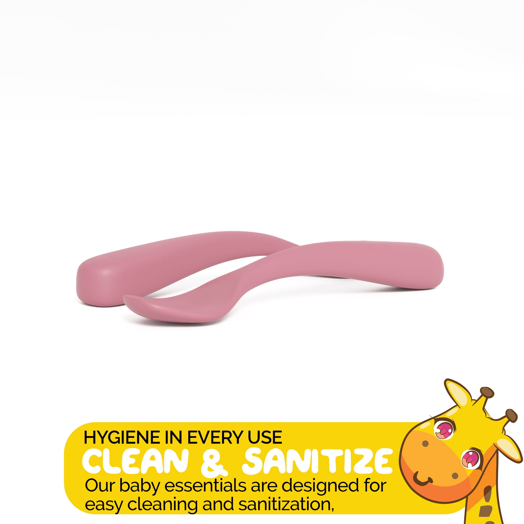 Toddler Dish Set in Pink Feeding Set for Girls by Muqee Peeko with Tray and Baby Utensils - (3 Piece Set)