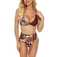 thumbnail image 2 of EQWLJWE Women's Print V Neck 2 Piece Bikini Set High Waisted Swimsuit Bathing Suit, 2 of 5
