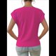 thumbnail image 3 of Camiseta Básica Holgada Informal de Verano para Mujer, Color Liso, Corta, Cuello en V, Color Rosa Rojo, XXXL, 3 of 7