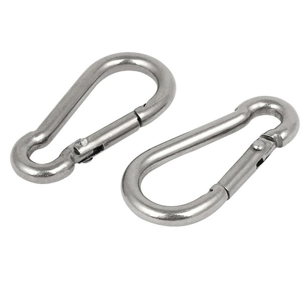 Uxcell M4 x 40mm 304 Stainless Steel Carabiner Spring Snap Link Hook ...